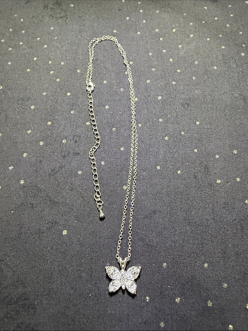 Silver tone Butterfly Pendant Necklace in Sparkling Silver